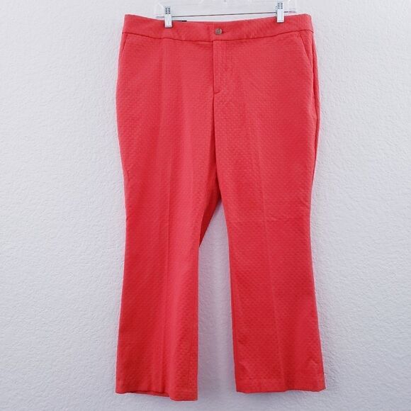 BananaĀ RepublicāFlare Cropped Coral Color Pants Sizeā14 - Picture 2 of 9